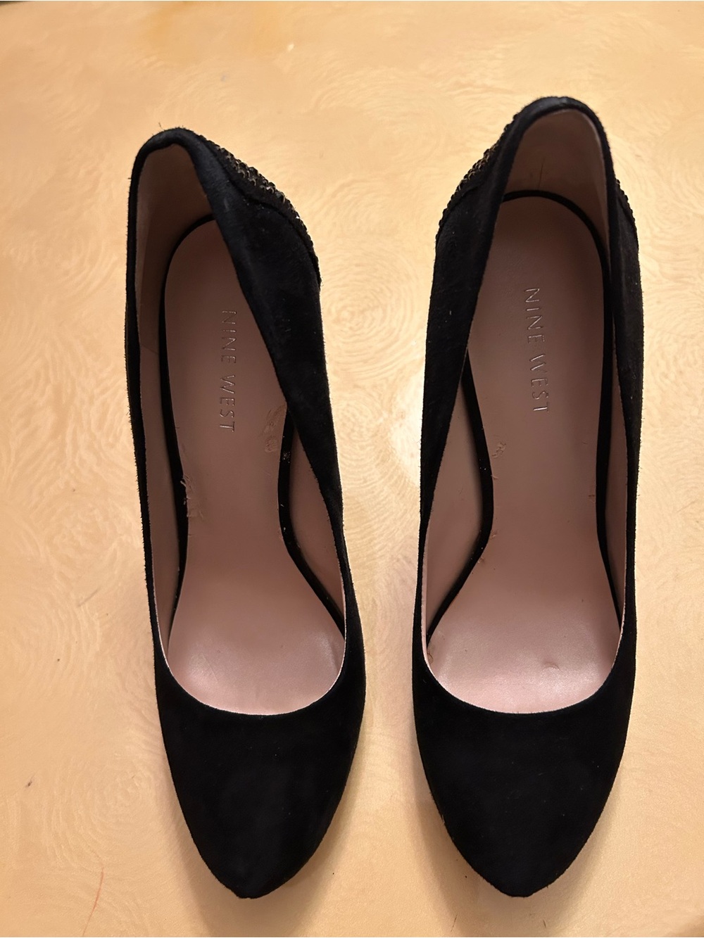 Nine West Black Suede Pointed-Toe Pumps